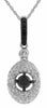 ESTATE .46CT WHITE & BLACK DIAMOND 14KT WHITE GOLD 3D SOLITAIRE OVAL FUN PENDANT