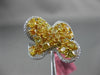 ESTATE LARGE 4.12CT WHITE & FANCY YELLOW DIAMOND 18K 2 TONE GOLD 3D FLOWER RING