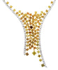 LARGE 18.07CT WHITE & FANCY YELLOW DIAMOND 18KT 2 TONE GOLD 3D CLUSTER NECKLACE