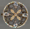1.04CT DIAMOND & AAA WHITE TOPAZ 14KT ROSE GOLD 3D CIRCULAR FLOWER FILIGREE RING