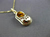 ESTATE 14KT YELLOW GOLD SHINY BABY DRESS SHOE CHARM PENDANT & CHAIN #23512