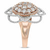 ESTATE LARGE 2.75CT DIAMOND 14KT WHITE & ROSE GOLD 3D CLUSTER FLOWER LOVE RING
