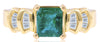 1.64CT DIAMOND & AAA EMERALD 14KT YELLOW GOLD SQUARE & BAGUETTE ENGAGEMENT RING