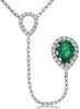 .88CT DIAMOND & AAA EMERALD 14K WHITE GOLD 3D ROUND & PEAR SHAPE LARIAT NECKLACE