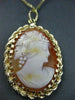 ANTIQUE 14KT YELLOW GOLD HAND CARVED LADY SHELL CAMEO PENDANT BEAUTIFUL! #22105