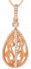 .33CT DIAMOND 14K ROSE GOLD CLASSIC OPEN FILIGREE TEAR DROP FUN FLOATING PENDANT
