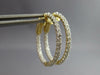 ESTATE .95CT DIAMOND 14K 2 TONE GOLD 3D CLASSIC INSIDE OUT HOOP HANGING EARRINGS