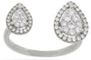 .42CT DIAMOND 14KT WHITE GOLD ROUND DOUBLE PEAR SHAPE HALO TENSION FUN LOVE RING