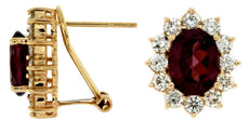 6.30CT DIAMOND & AAA RHODOLITE 14KT WHITE GOLD 3D OVAL & ROUND PRINCESS EARRINGS