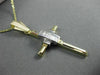 ESTATE LARGE .35CT BAGUETTE DIAMOND 14KT WHITE & YELLOW GOLD CROSS PENDANT 9758