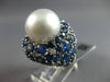 EXTRA LARGE 10.38CT DIAMOND & AAA SAPPHIRE & SOUTH SEA PEARL 18K WHITE GOLD RING