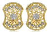ESTATE .16CT DIAMOND 14KT YELLOW GOLD STAR FLOWER OVAL FILIGREE CLIP ON EARRINGS