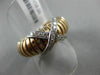 ESTATE WIDE .31CT DIAMOND 18KT WHITE & ROSE GOLD 3D FLEXIBLE SHINY X LOVE RING