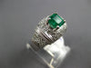 WIDE 1.66CT DIAMOND & AAA EMERALD PLATINUM ASSCHER CUT FILIGREE ENGAGEMENT RING