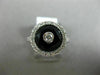 ESTATE LARGE .40CT DIAMOND & AAA ONYX 14K WHITE GOLD 3D ETOILE ROUND RING #27750