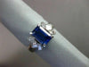 ANTIQUE WIDE 2.09CT DIAMOND & AAA SAPPHIRE PLATINUM EMERALD CUT ENGAGEMENT RING