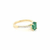ESTATE 1.36CT DIAMOND & AAA EMERALD 18K YELLOW GOLD OVAL & ROUND ENGAGEMENT RING