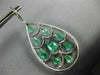 LARGE 9.11CT DIAMONDS & AAA EMERALD 18K WHITE GOLD 3D TEAR DROP HANGING EARRINGS