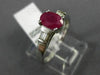ESTATE .70CT DIAMOND & AAA RUBY 14KT WHITE GOLD 3D OVAL BAGUETTE ENGAGEMENT RING