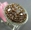 ESTATE LARGE 4.84CT WHITE & PINK DIAMOND 18K TWO TONE GOLD MULTI SHAPE OVAL RING