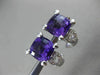 ESTATE LARGE 7.03CT DIAMOND & AMETHYST 14KT WHITE GOLD 3D HEART CLIP ON EARRINGS
