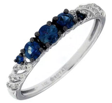 .57CT DIAMOND & AAA SAPPHIRE 14KT WHITE GOLD 3D PAST PRESENT FUTURE LOVE RING