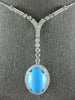 ANTIQUE 8.95CT DIAMOND & AAA TURQUOISE 14K WHITE GOLD OVAL LARIAT NECKLACE #2555