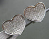 ESTATE LARGE 1.03CT DIAMOND 14KT WHITE GOLD 3D PAVE CURVED HEART LOVE EARRINGS