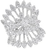 ESTATE LARGE 1.62CT DIAMOND 18KT WHITE GOLD 3D FLOWER DOUBLE CROWN FUN RING