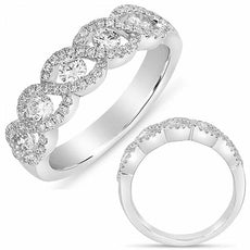ESTATE WIDE .76CT DIAMOND 14K WHITE GOLD 3D MULTI LEAF ETOILE INFINITY LOVE RING
