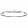 ESTATE 1.24CT DIAMOND 18KT WHITE GOLD 3D FLOWER SEMI ETERNITY BANGLE BRACELET