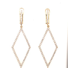 ESTATE 1.8CT DIAMOND 18K YELLOW GOLD 3D GEOMETRICAL FUN CLIP ON HANGING EARRINGS