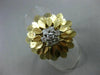 ANTIQUE .26CT ROUND DIAMOND 14KT WHITE & YELLOW GOLD 3D HANDCRAFTED FLOWER RING
