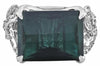 14.52CT DIAMOND & AAA TOURMALINE 18KT WHITE GOLD SQUARE & ROUND ENGAGEMENT RING