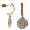 ESTATE .76CT WHITE & PINK DIAMOND 18K WHITE & ROSE GOLD HEXAGON HANGING EARRINGS
