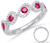 ESTATE .65CT DIAMOND & AAA RUBY 14KT WHITE GOLD 3D ROUND OVAL 5 STONE LOVE RING