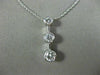 ESTATE .68CT DIAMOND 14K WHITE GOLD 3D 3 STONE PAST PRESENT FUTURE PENDANT #9508
