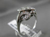 ANTIQUE WIDE .75CT OLD MINE DIAMOND 14KT WHITE GOLD FLORAL MILGRAIN RING #21956