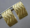 WIDE 14KT YELLOW GOLD 3D MATTE & SHINY CRISS CROSS OVAL HUGGIE HANGING EARRINGS