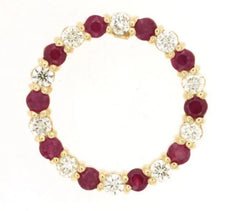 1.0CT DIAMOND & AAA RUBY 14KT YELLOW GOLD ROUND CIRCLE OF LIFE FLOATING PENDANT