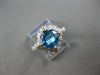 1.88CT DIAMOND & AAA BLUE TOPAZ 14K 2 TONE GOLD CUSHION & ROUND GEOMETRICAL RING