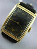 ANTIQUE WITTNAUER 14K YELLOW GOLD 3D BLACK RECTANGLE MECHANICAL MENS WATCH #815