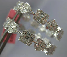 LARGE 4.48CT DIAMOND 18K WHITE GOLD MULTI SHAPE INSIDE OUT HOOP HANGING EARRINGS
