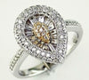 ESTATE .68CT DIAMOND 14KT 2 TONE GOLD ROUND & BAGUETTE PEAR SHAPE BALLERINA RING
