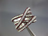 LARGE 2.76CT DIAMOND & AAA RUBY 18K WHITE GOLD 3D MULTI ROW CRISS CROSS FUN RING