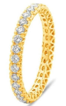 ESTATE .83CT DIAMOND 14K YELLOW GOLD ROUND MULTI HEART ETERNITY ANNIVERSARY RING