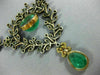 ANTIQUE EXTRA LARGE 33.60CT OLD MINE DIAMOND & AAA EMERALD 14KT GOLD NECKLACE
