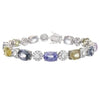 LARGE 27.14CT DIAMOND & AAA MULTI COLOR SAPPHIRE 18K WHITE GOLD 3D OVAL BRACELET