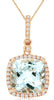 3.56CT DIAMOND & AAA AQUAMARINE 14KT ROSE GOLD CUSHION & ROUND FLOATING PENDANT