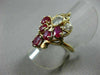 ANTIQUE 2.85CT ROUND DIAMOND & RUBY 14KT YELLOW GOLD 3D CROWN SOLITARE LOVE RING